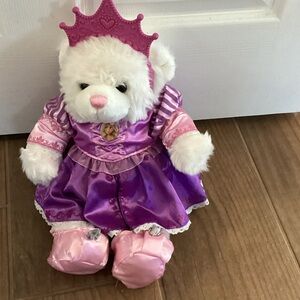 Build-A-Bear White Plush Teddy with Pink Nose and Black Eyes